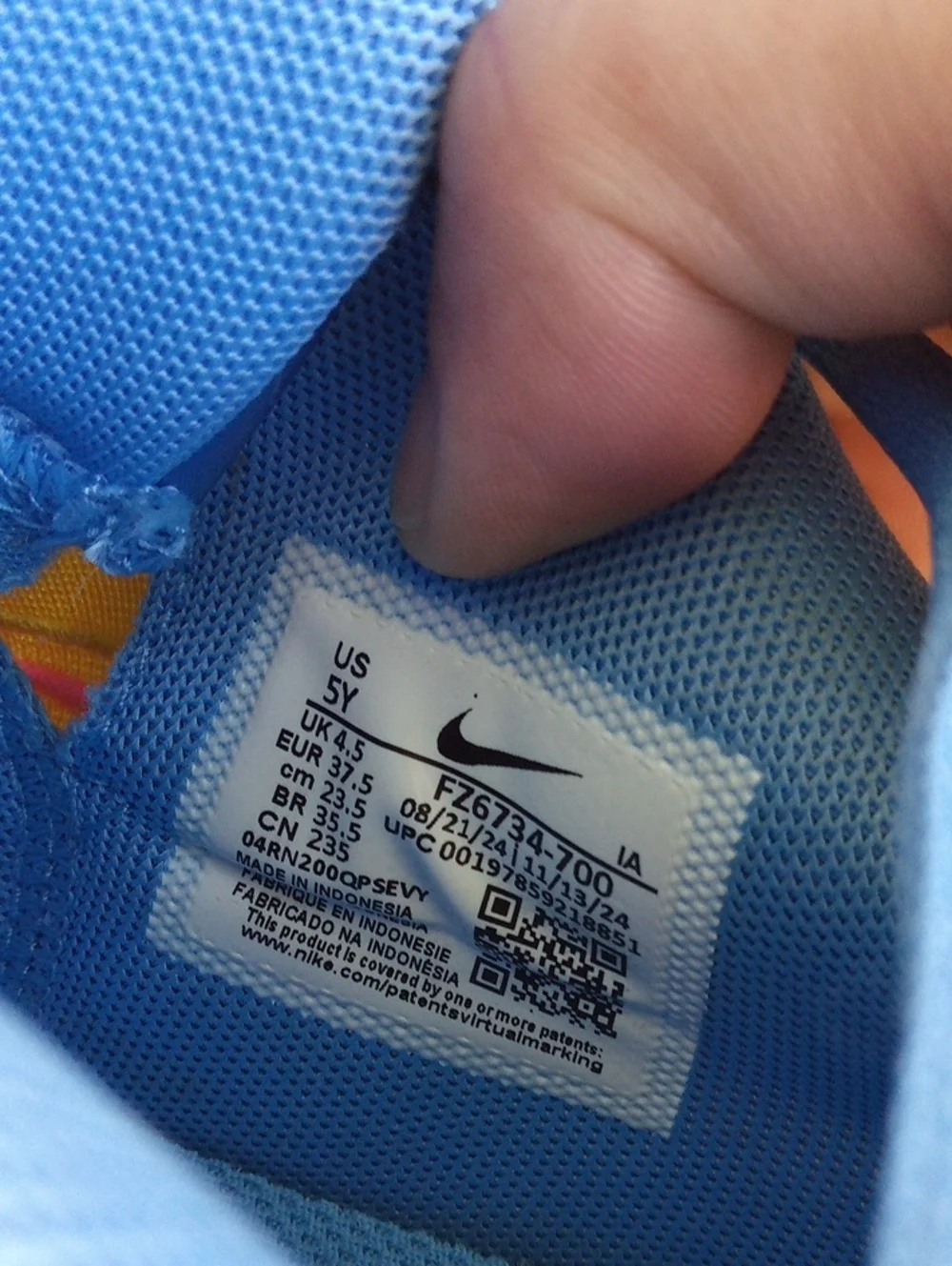 Nike Kids Yellow and Blue Lace-Up Sneakers with Pink Accents